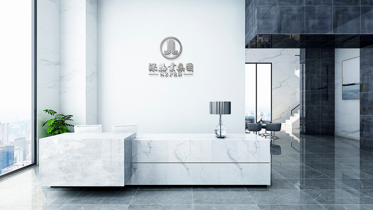 房地產集團VI設計后的前臺形象墻設計